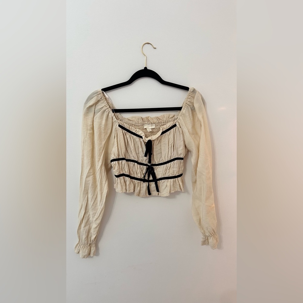 Cream Long Sleeve Women's Top